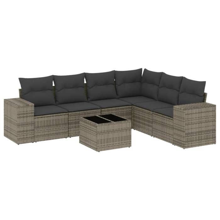 VidaXL Salon de Jardin avec Coussins 7 pcs, Canapés de Terrasse, Ensemble de Meubles de Patio, Mobilier d'Extérieur, Gris 3254957
