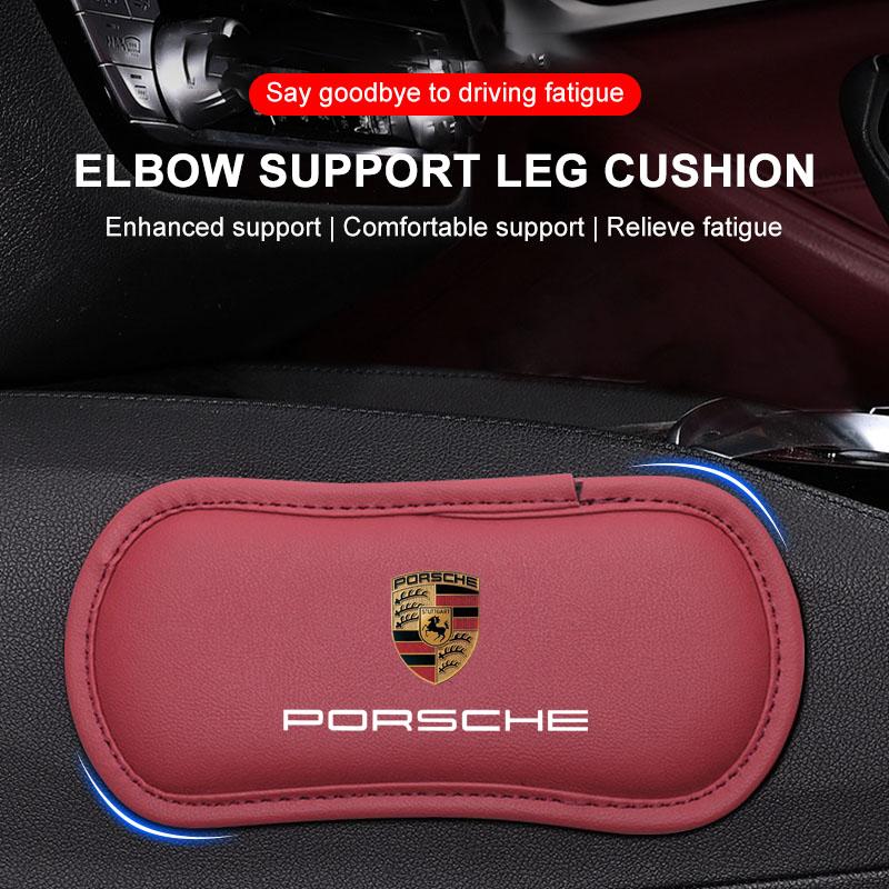 1Pcs Leather Car Pillow Car Knee Pad Elastic Memory Foam Leg Pad For Porsche 911 918 928 944 968 Boxster Cayenne Macan Panamera