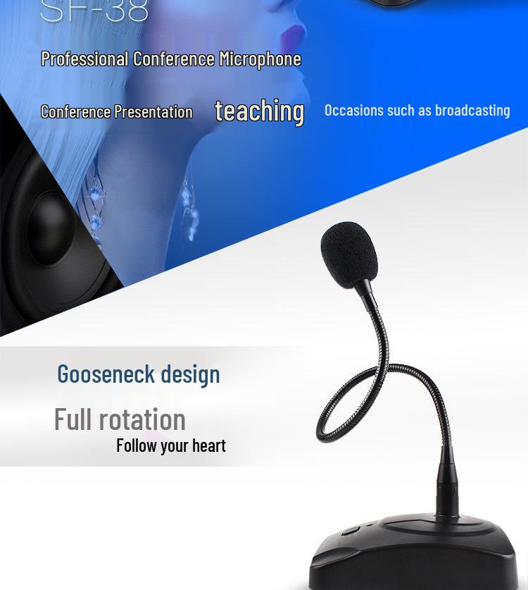 Desktop Wired Condenser Microphone for Teaching, Speech, and Broadcasting with Noise Reduction