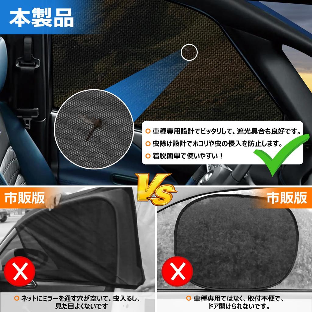 BLUESEATEC Sunshade Mesh Curtain for Nissan Serena C27 Side Use Side 2 Pieces (H28.8-R4.11) - (Driver's & Passenger's Side) -