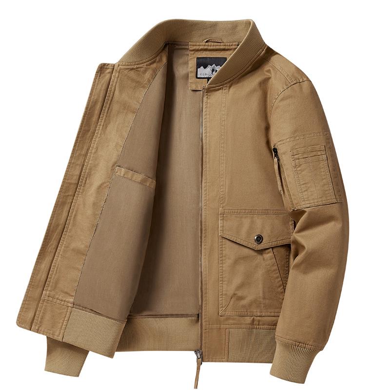 Men's MA-1 Pilot Jacket: Spring/Autumn Motorcycle Coat, Plus Size, Solid Color Military Flight Uniform
