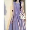 Gentle wind purple sleeveless dress children's summer new niche high-end sense thin temperament dress