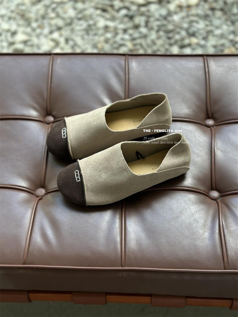 

Retro round head one-pedal single shoes women s 2025 autumn new two-wear shoes soft leather soft-soled Doudou shoes 39 абрикосовый