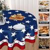Round Tablecloth Star Patterned Polyester Fabric with Decorative Border for Dining Parties and Events Use