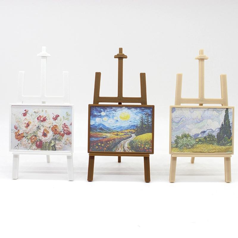 1:12 Șevalet în miniatură pentru casă de păpuși, șevalet de artă, pictură în ulei, suport de prezentare pentru decorarea camerei de acasă, casă de păpuși, micro scenă, accesoriu de construcție