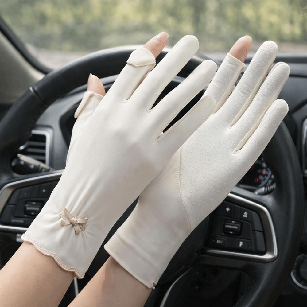 Sun Protection Women Sunscreen Gloves Thin Summer Driving Mittens Ice Silk Riding Gloves  Driving