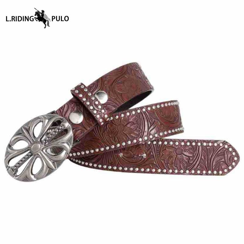 Classic Embossed Color Changing Western Cowboy Belt Buckle Belt Edge Smooth Buckle Personality Belt