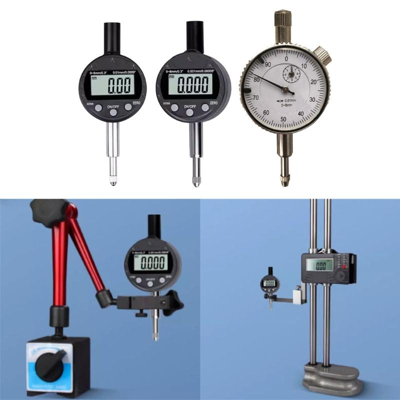 Electronic Digital Dial Indicator 8mm/3'' Digital ProbeIndicator Dial Test Gauges Highs Resolution 0.01mm/0.0005"