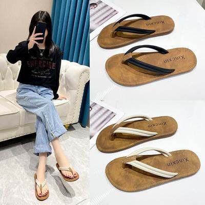 Flip-flops Women's Fashion Outer Wear Summer Cool Slippers Students Simple Non-slip Pinch Foot Beach Slippers