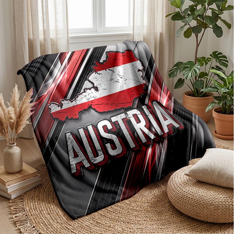Austria Football Printed Flannel Blanket Skin Friendly Warm Decorative Throw for Indoor Couch Bed Daily Use