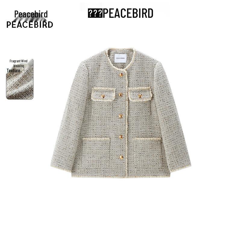 

PEACEBIRD Women s Collarless Textured Jacket S (155)