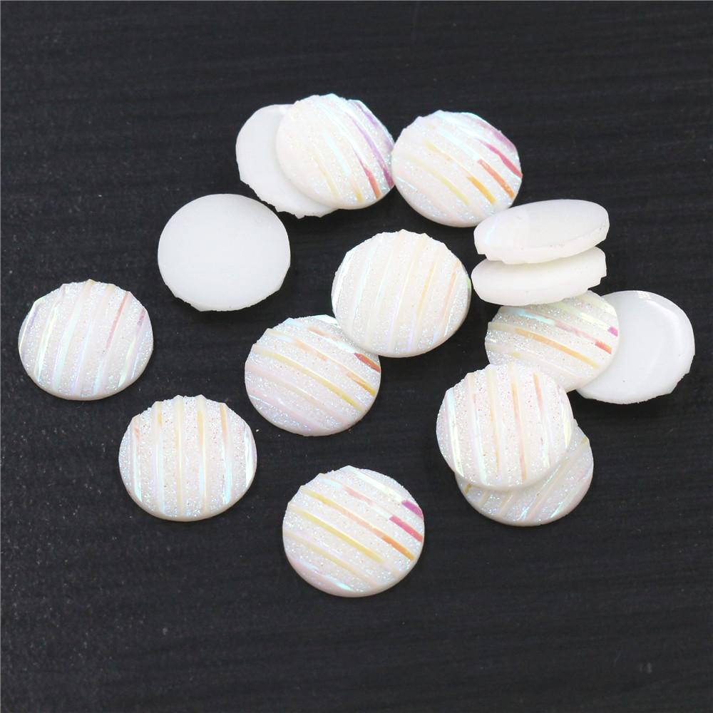 40pcs 8mm 10mm 12mm Mix Colors Mermaid Fish Scale Flat back Rhinestone Round Cabochon Embellishment Scrapbooking DIY Crafts