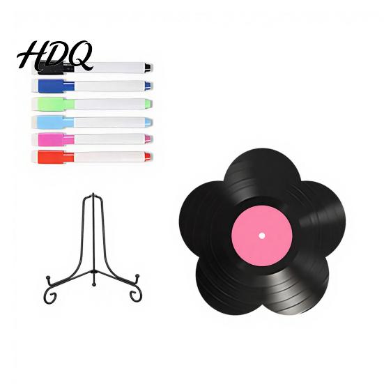 Flower Vinyl Record Diy Ornament DIY Custom Board with Creative Ornament Display Stand Design Personalized Birthday Anniversary Message Board Sign