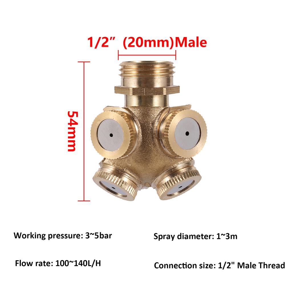 Brass Atomizing Sprayer 1/2/3/4 Nozzle Head Garden Lawn Watering Pesticide Spray Sprinkler Cooling System Agriculture Irrigation