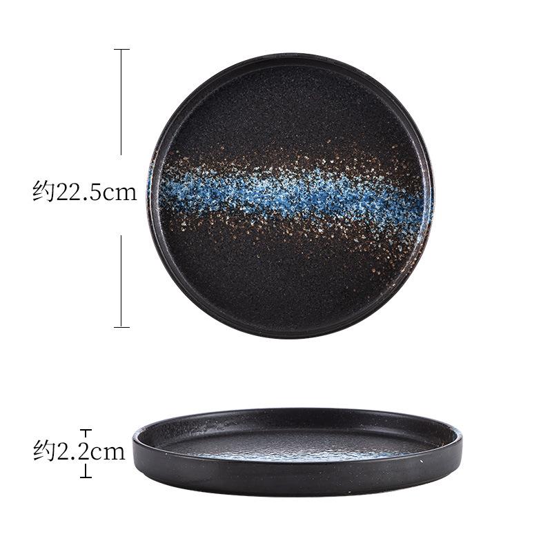 Japanese Sashimi Plate, Nordic Western Food, Steak Salad Plate, Hot Pot Plate, Household Black Ceramic Tableware