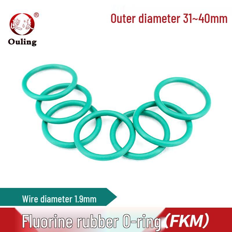 Pressure-Resistant Green Fluororubber O-Ring, OD 31-40mm X 1.9mm