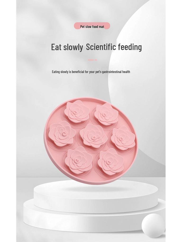 Pet Flower Slow Feeder Silicone Lick Pad - Safe, Soft, Non-slip Placemat for Pets