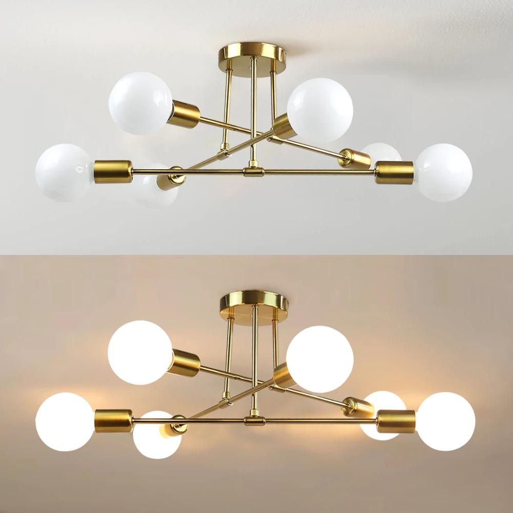 Retro Industrial Wrought Iron Ceiling Chandeliers LED Ceiling Lamp Home Luminaire Modern Living Room Lamps E27 Decoration Lights