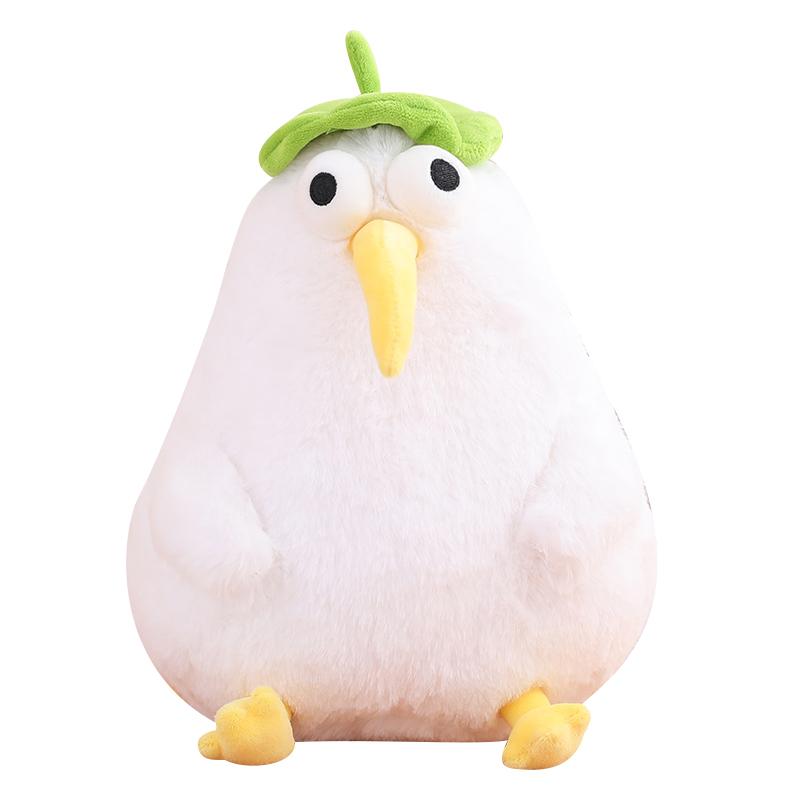 25-50cm Cute Kiwi Bird With Lotus Leaf Plush Toy Lifelike White Stuffed Animals Soft Pillow