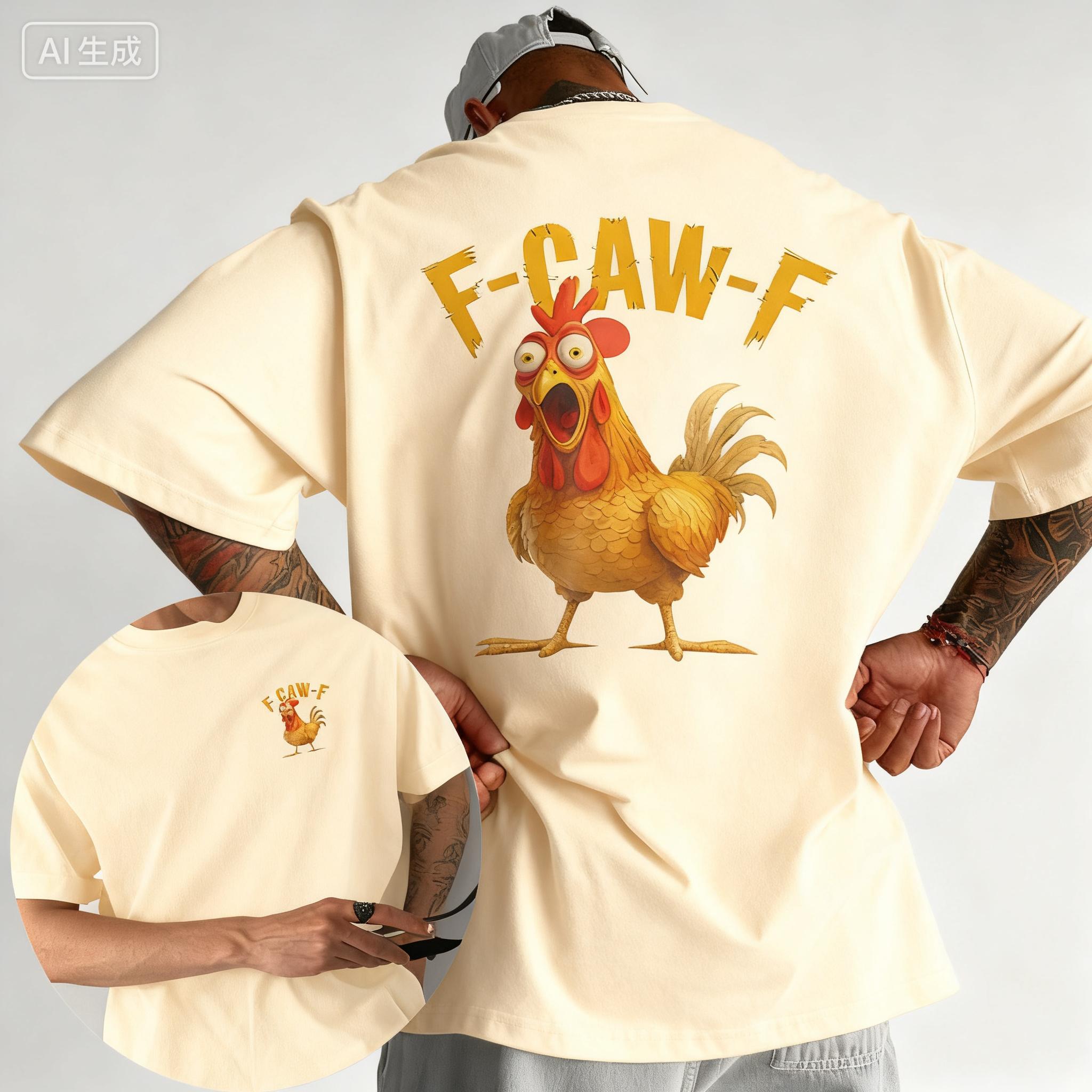 

2025 Summer Funny F Caw F Chicken FCAWF Chicken 100 Pure Cotton Printed Tshirt Men Crew Neck Short Sleeve Gift Idea Clothes XL