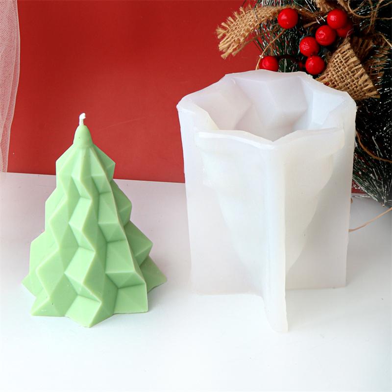 Geometrischer Weihnachtsbaum Silikon Kerzenform Gedrehte Welle Geometrische Form Gips Kerzenherstellung Weihnachten Heimdekoration