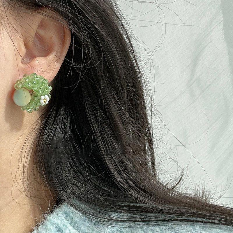 Pearl Flower Moon Stud Earrings Fashion Personality Design Earrings Sweet Age Reducing Small Fresh Earrings