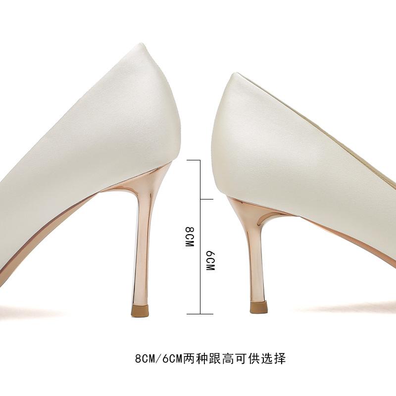 8820 Pointed High Heels Women's Thin Heels 2025 New Pearl Shallow Mouth Single Shoes Show Clothes Red Bridal Wedding Shoes