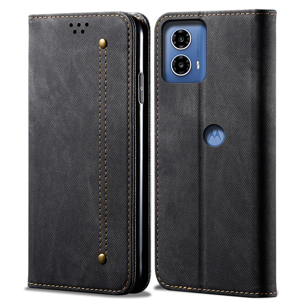 For Motorola Edge 50 Fusion 5G Case Jeans Cloth Texture Leather Magnetic Closure Phone Cover