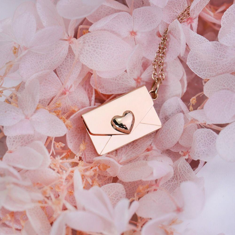Openable Envelope Necklace Heart Lovers Choker Necklace Fashion Pendant Sweater Chain  Gift