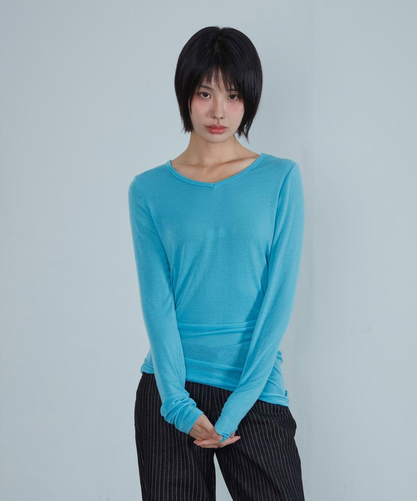 KIJIKO Ke311. Curved Sheer Tee Aqua Blue