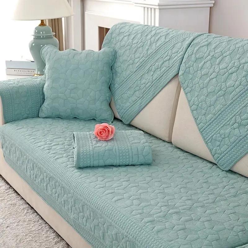 Cotton Fabric Floral Embroidery Sofa Towel Anti Slip Fabric Thickened Fabric Cushion Multi Purpose Sofa Cover Backrest Mat