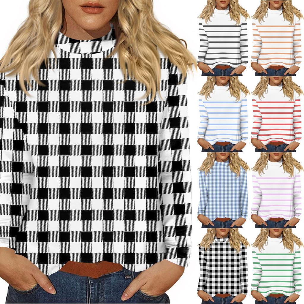 Women's Daily Casual Long Sleeve Mid Collar Top