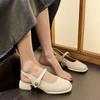 2024 Summer Elegant Ladies Sandals Fashion Hollow Medium Heels Women Shallow Party Shoes Square Toe Casual Shoes Slim Design New