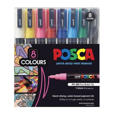Uni Posca PC3M Marker mit Rundspitze (Packung mit 8)