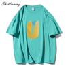 Shellsuning Summer Aesthetic Floral T Shirts Women Loose Short Sleeve Cotton Printed Tees Female Casual O Neck Vintage Base Tops