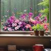 Bunte Wildblumen Statische Glasfensteraufkleber Ohne Klebstoff Wasserdicht für Schlafzimmer Wohnzimmer Büro Heimdekoration