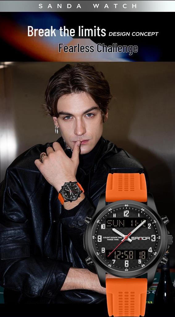 SANDA Multifunctional Luminous Student Watch - Classic, Fashionable, Waterproof with Timer & Alarm.