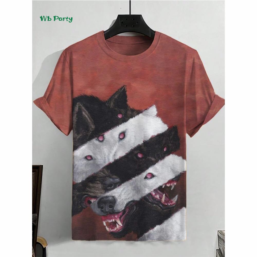 

Мужская футболка 3D с персонализированным принтом животных, футболка с коротким рукавом и забавным узором, летние повседневные топы, мужская одежда оверсайз 5XL