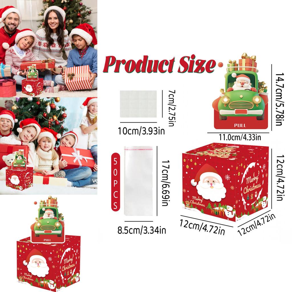 Red Santa Claus Pattern Paper Gift Box For Christmas Gifting And Celebrations