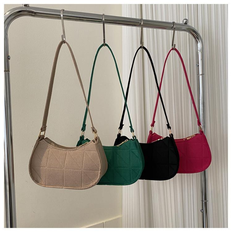 Fashionable Pure Color Wool Felt Shoulder Bag Women 2023 Summer New Trendy Underarm Bag Chic Women's Bag Urban Simple Style