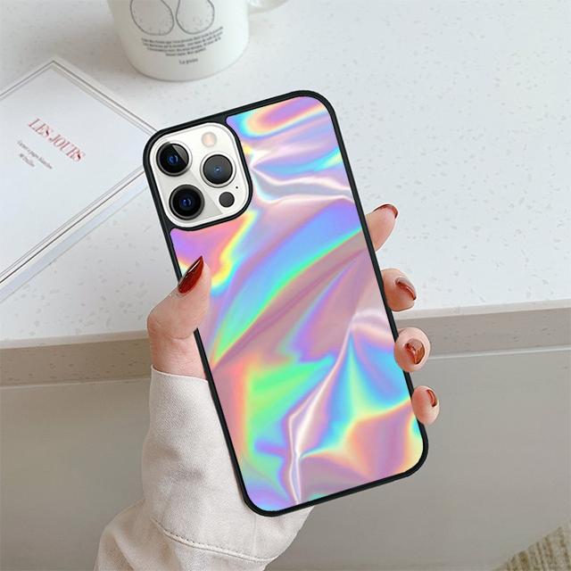 Iridescent Holographic Art Phone Case For iPhone 17 Air 14 15 16 13 12 Cover For Apple Pro Max 6S Plus Coque