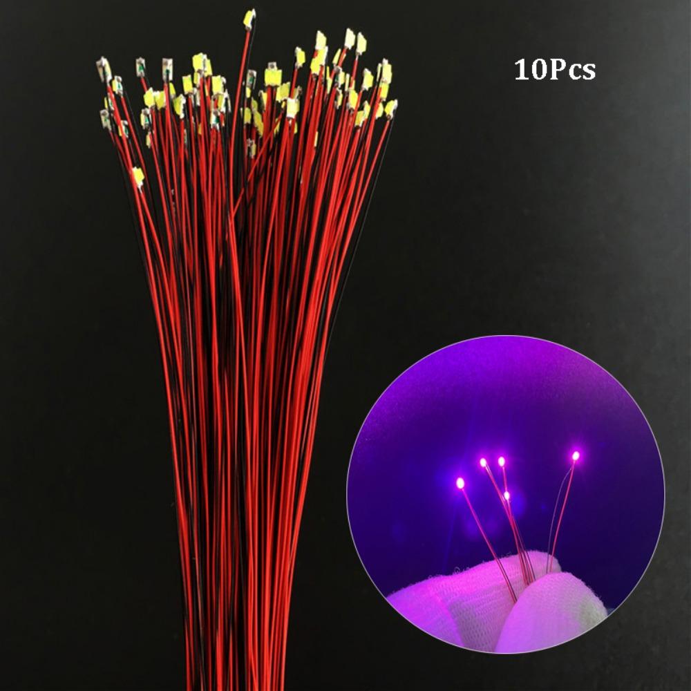 10Pcs Red Black Line 0805LED SMD Wire  Light HO N OO Scale Pre-soldered Micro Railway Decoration