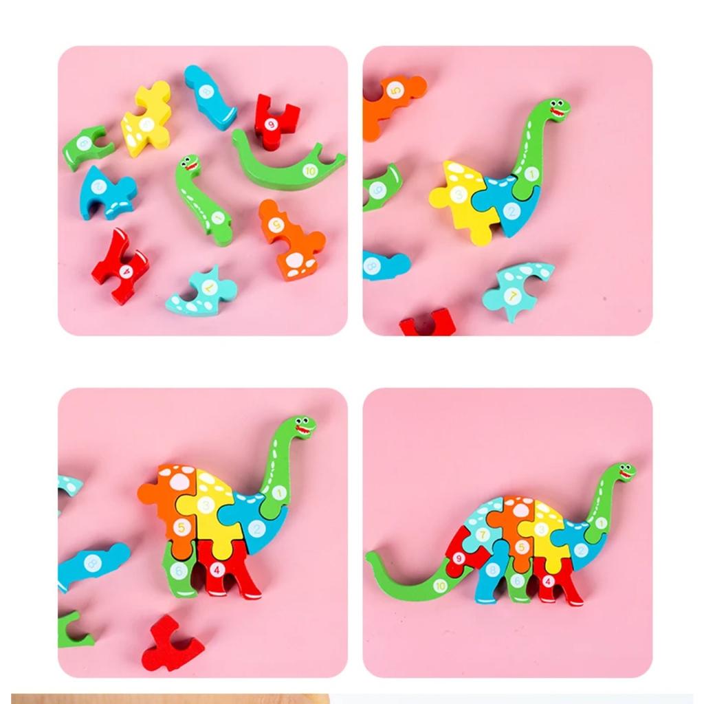 Montessori Wooden Toddler Puzzles for Kids Montessori Toys for Toddlers 2 3 4 Years Old for Toddler Dinosaur Toy