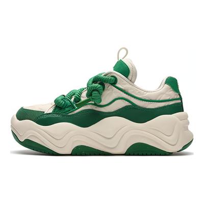 Brook Synthetic Leather Round Toe Lace-Up Low-Top Sneakers Women Sneakers Green F12W341202FWF