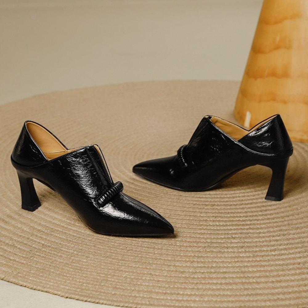 Elegante Damen High Heels Spitze Tiefer Ausschnitt Einzelne Schuhe Damen Vielseitig Bequem Weiches Leder Arbeit Pendler High Heels
