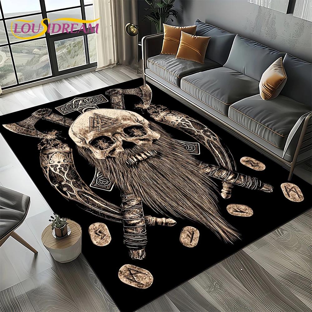 Odin Viking Symbol Valknut Nordic Valhalla Carpet Rug for Living Room Bedroom Home Sofa Decoration,Area Rug Non-slip Floor Mat