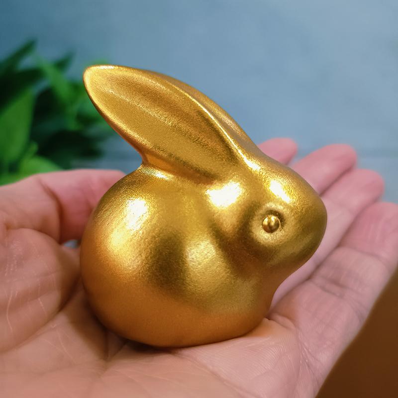 2PCS Gold Rabbit Double Statue Mascot Animal Cartoon Bunny Figurines Ornament Gift Resin Home Car Desktop Decoration