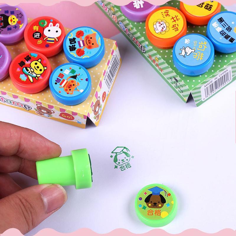10pcs/Set Children Toy Stamps Cartoon Animals Fruits Kids Seal For Scrapbooking Stamper DIY Scrapbook Cartoon Stamper Toys