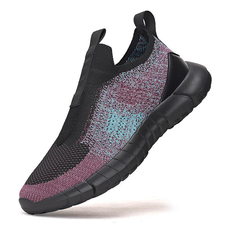 

Large size men s shoes lightweight fly-woven mesh only sports running trendy shoes socks shoes men s foreign trade factory 46 фиолетовый