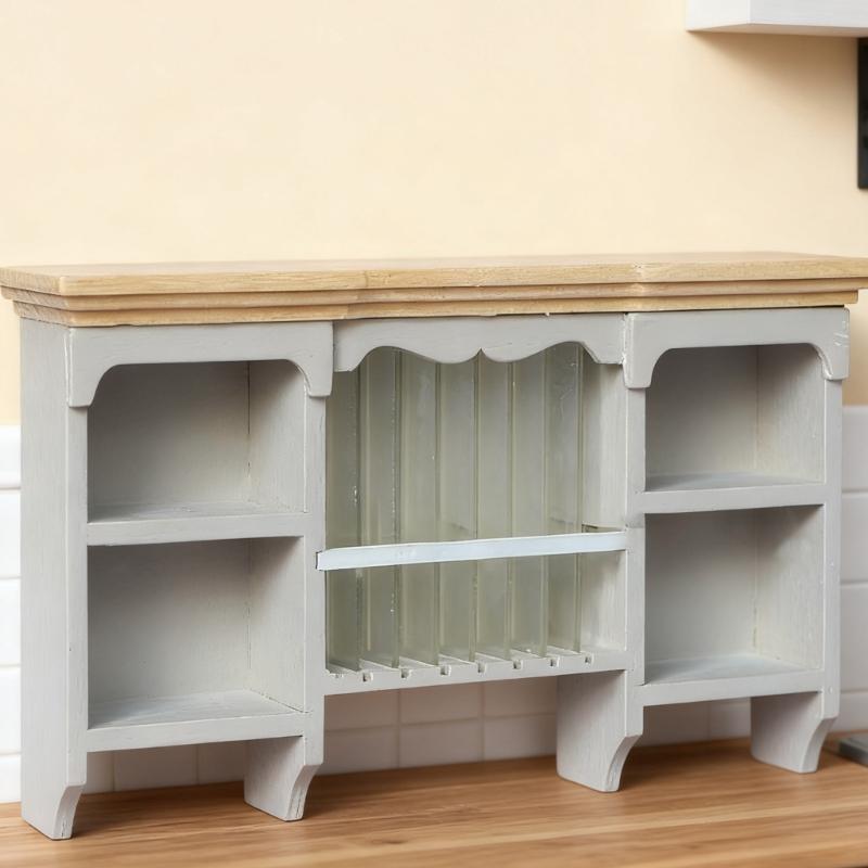 Wood Doll House Kitchen Wall Mount Cabinet Storage Shelf For Kids Toy Furniture Safe and Easy Assembly Scene Decoration